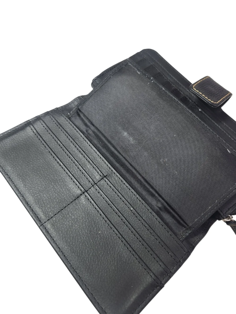 Black Genuine Leather Wallet Organizer Snap Closure Bifold Clutch Classic Style